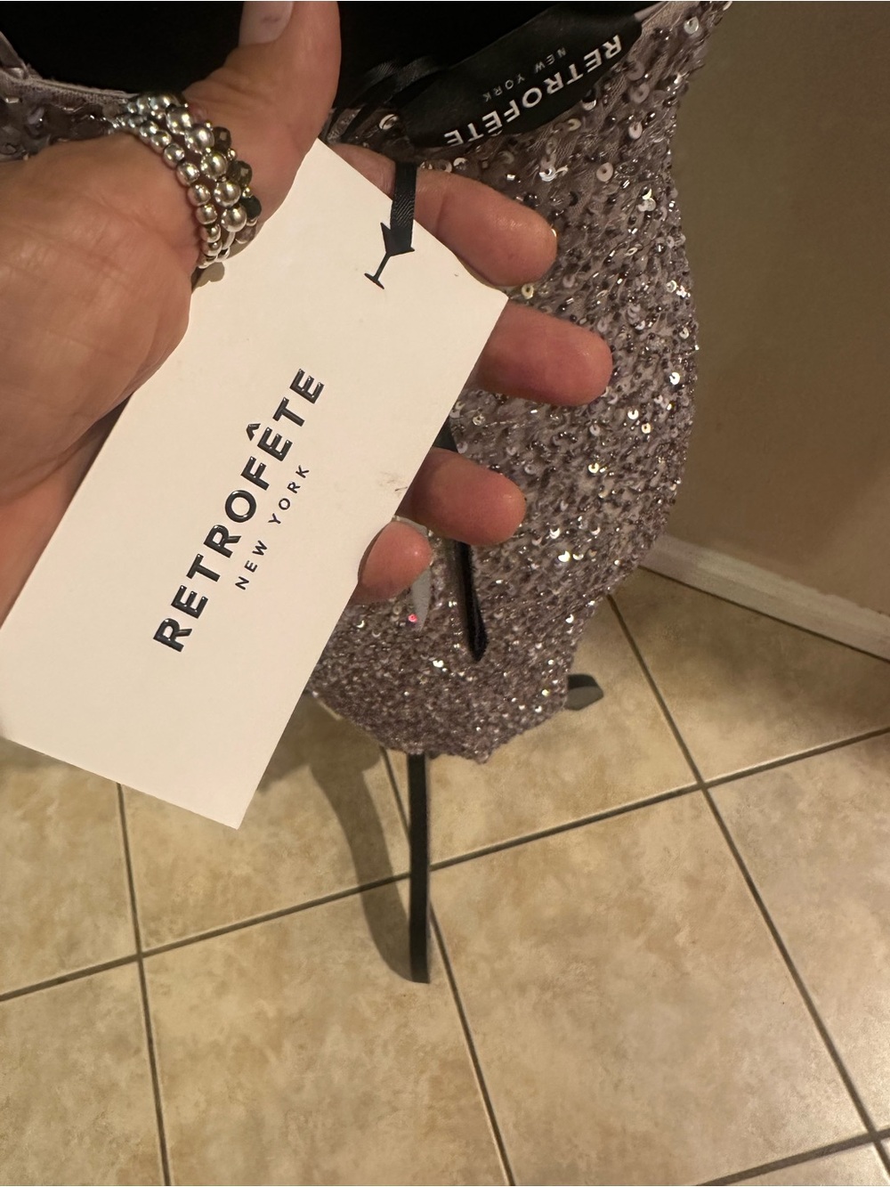 Retrofete Lilac Sequin Spaghetti Strap Mini Dress - Picture 4 of 4